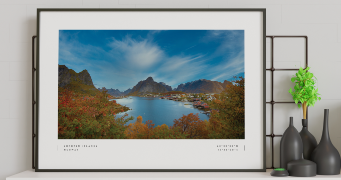 Lofoten Islands Coordinates Poster Print Wall Art