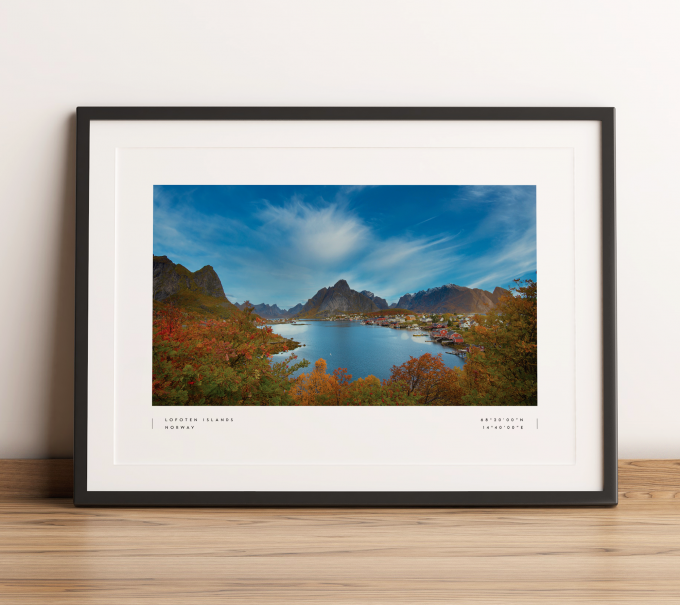 Lofoten Islands Coordinates Poster Print Wall Art