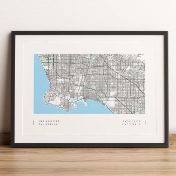 Los Angeles Coordinates Map Poster Print Wall Art