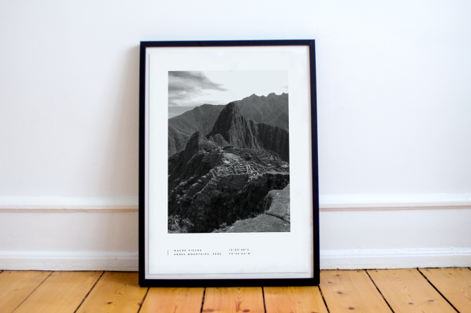 Machu Picchu Coordinates Poster Print Wall Art