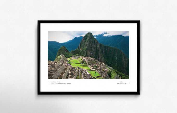 Machu Picchu Coordinates Poster Print Wall Art