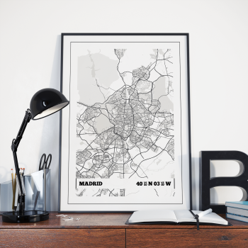 Madrid Coordinates Map Poster Print Wall Art