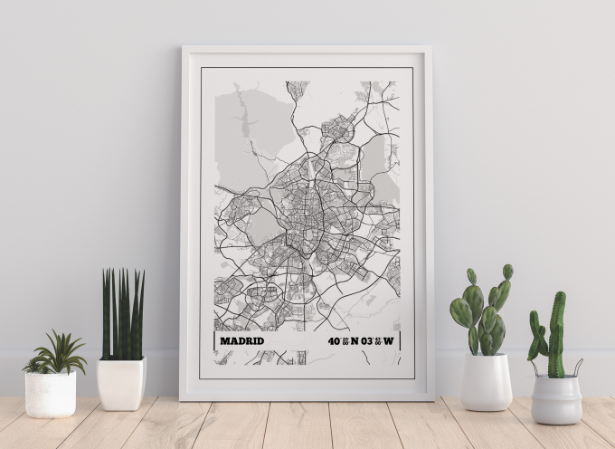 Madrid Coordinates Map Poster Print Wall Art