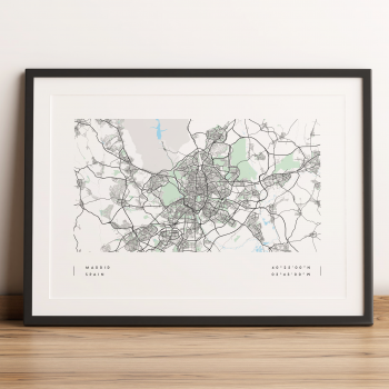 Madrid Coordinates Map Poster Print Wall Art