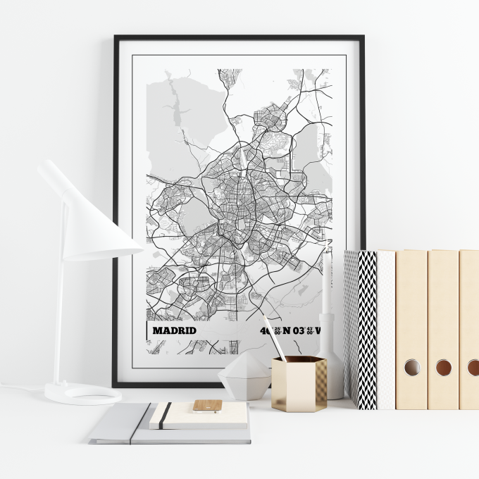 Madrid Coordinates Map Poster Print Wall Art