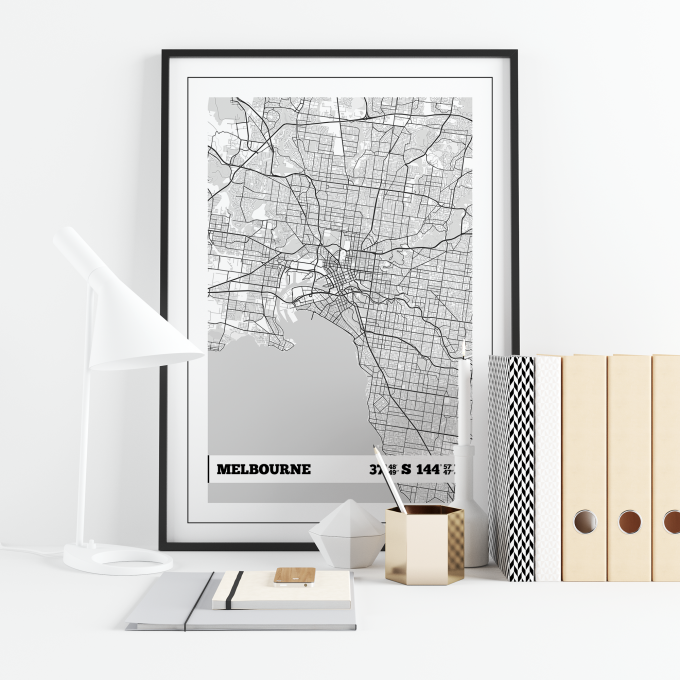 Melbourne Coordinates Map Poster Print Wall Art