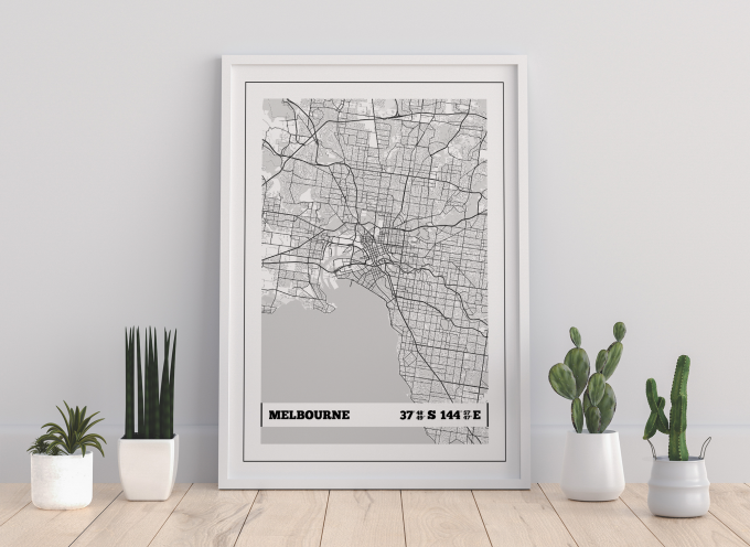 Melbourne Coordinates Map Poster Print Wall Art