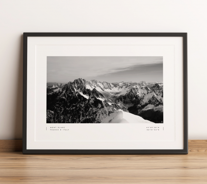Mont Blanc Coordinates Poster Print Wall Art