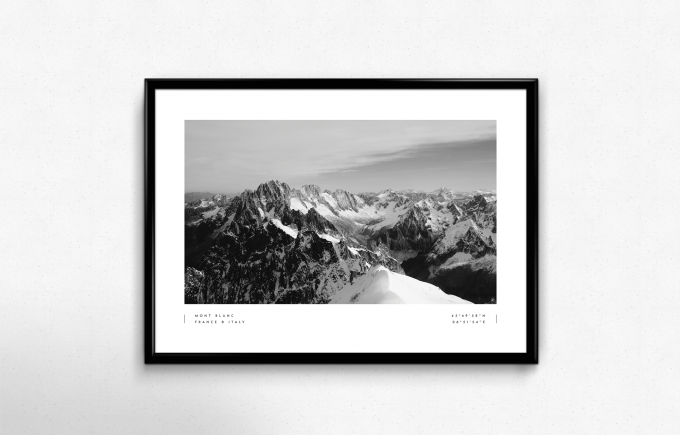 Mont Blanc Coordinates Poster Print Wall Art