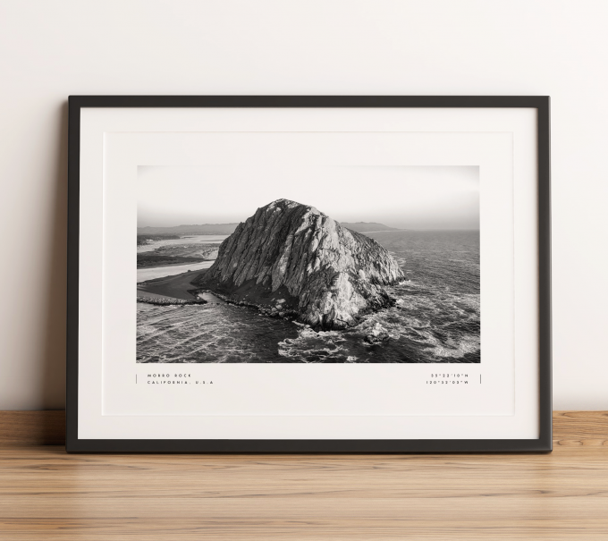 Morro Rock Coordinates Poster Print Wall Art