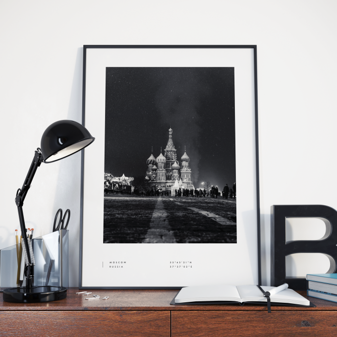 Moscow Coordinates Poster Print Wall Art