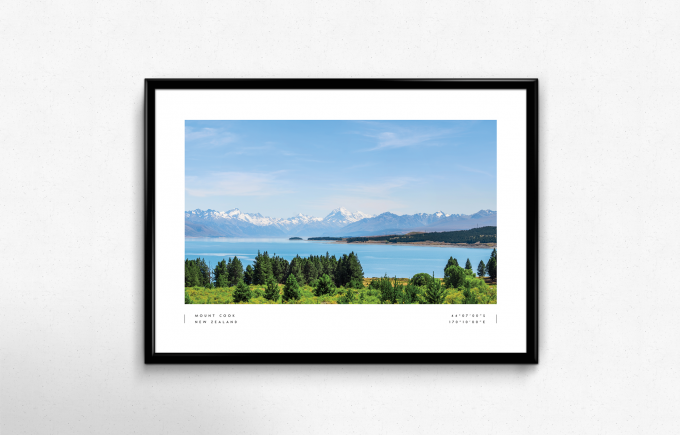 Mount Cook Coordinates Poster Print Wall Art