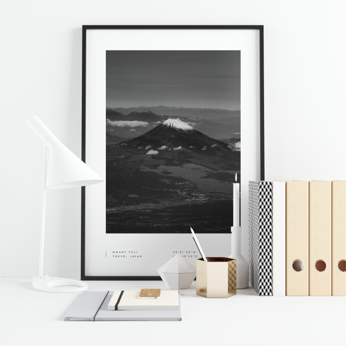 Mount Fuji Coordinates Poster Print Wall Art