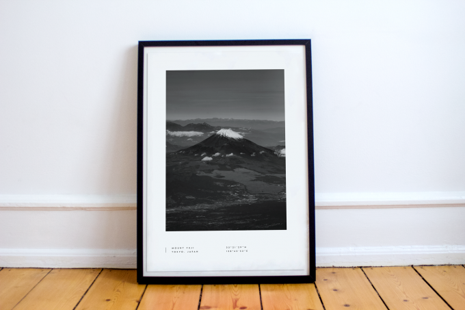 Mount Fuji Coordinates Poster Print Wall Art