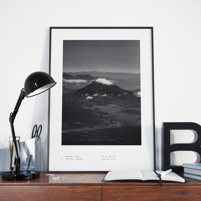 Mount Fuji Coordinates Poster Print Wall Art