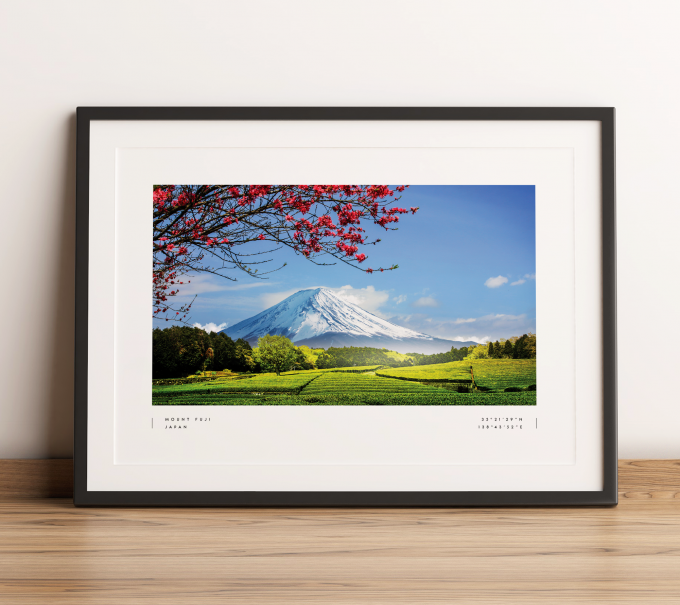 Mount Fuji Coordinates Poster Print Wall Art