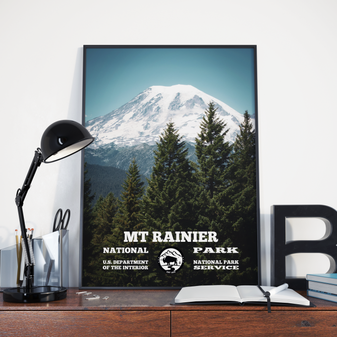 Mount Rainier National Park WPA Poster Print Wall Art