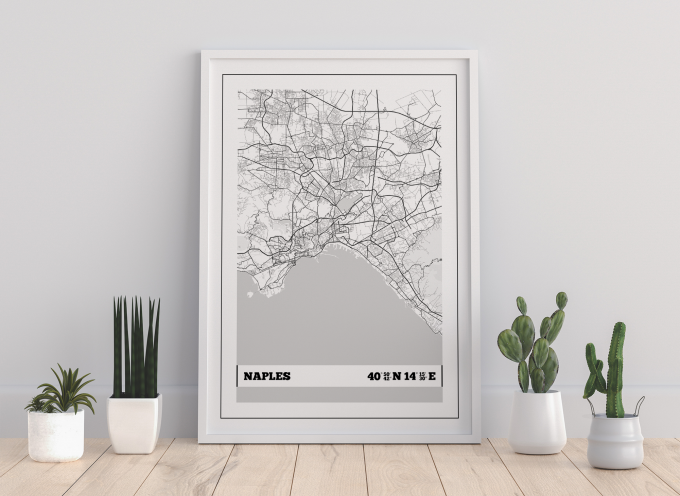 Naples Coordinates Map Poster Print Wall Art