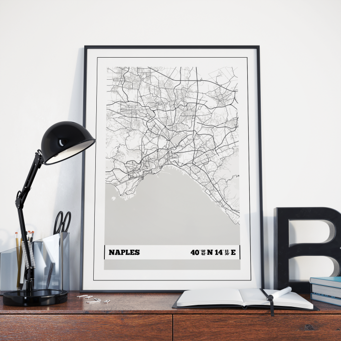 Naples Coordinates Map Poster Print Wall Art