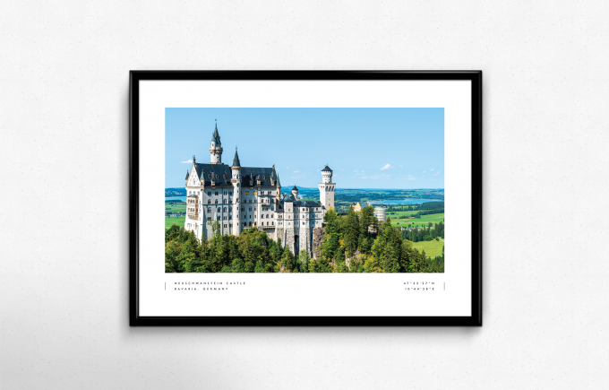 Neuschwanstein Castle Coordinates Poster Print Wall Art