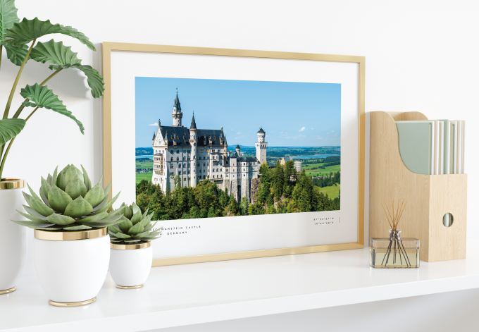 Neuschwanstein Castle Coordinates Poster Print Wall Art