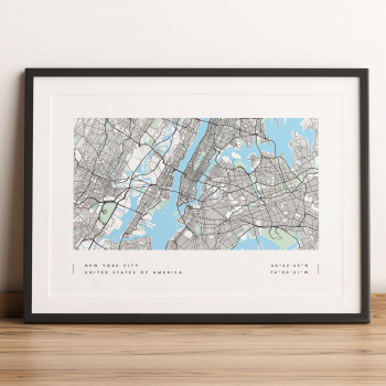 New York Coordinates Map Poster Print Wall Art