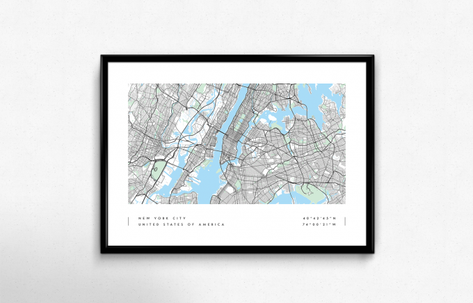 New York Coordinates Map Poster Print Wall Art