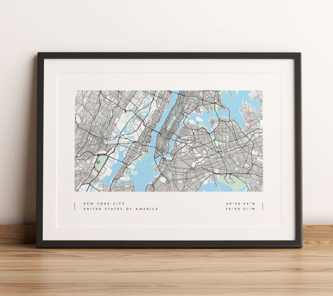 New York Coordinates Map Poster Print Wall Art