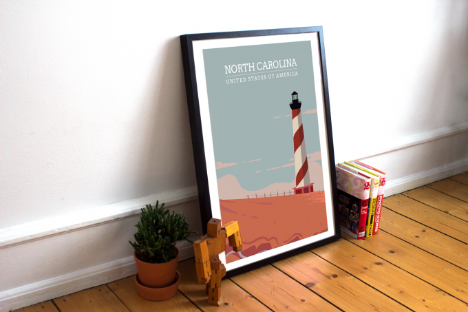 North Carolina Poster Print Wall Art