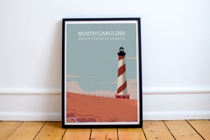 North Carolina Poster Print Wall Art