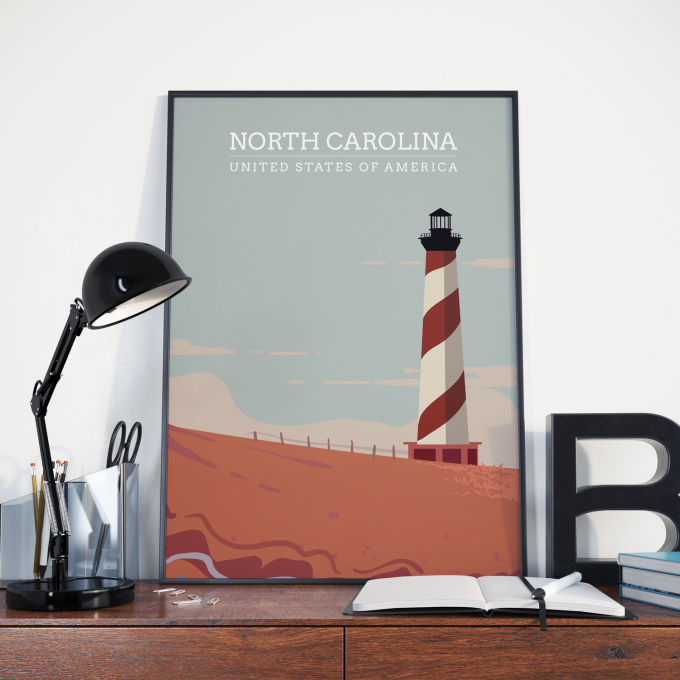 North Carolina Poster Print Wall Art