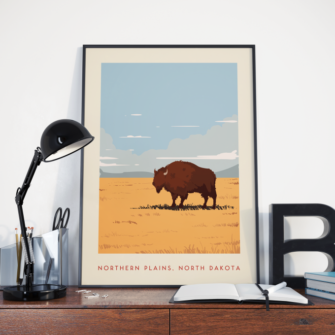 North Dakota Poster Print Wall Art