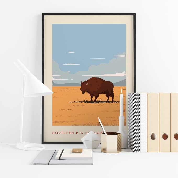 North Dakota Poster Print Wall Art