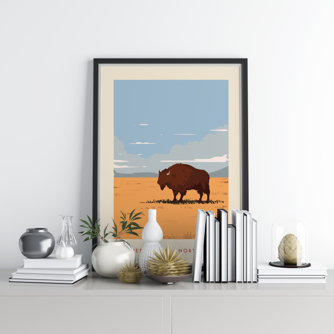 North Dakota Poster Print Wall Art