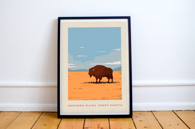 North Dakota Poster Print Wall Art