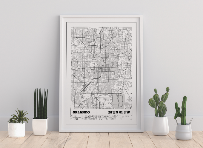 Orlando Coordinates Map Poster Print Wall Art