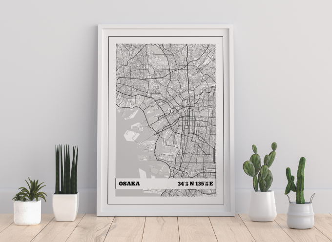 Osaka Coordinates Map Poster Print Wall Art