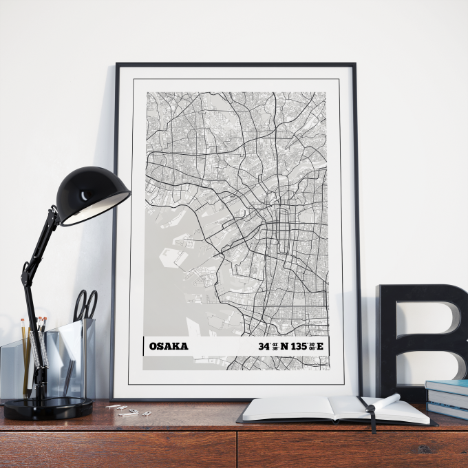 Osaka Coordinates Map Poster Print Wall Art