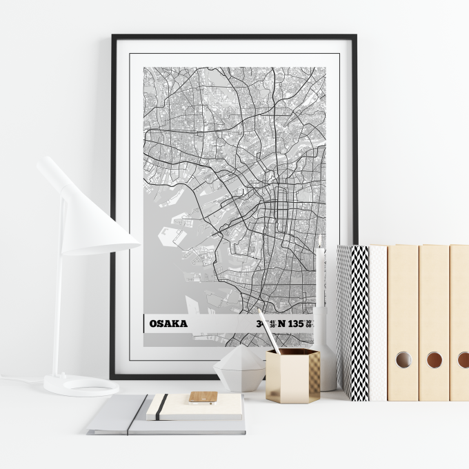 Osaka Coordinates Map Poster Print Wall Art