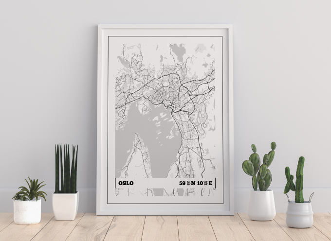 Oslo Coordinates Map Poster Print Wall Art