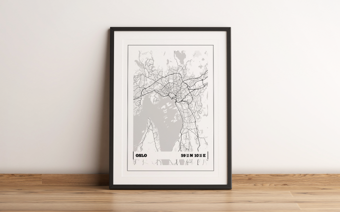 Oslo Coordinates Map Poster Print Wall Art