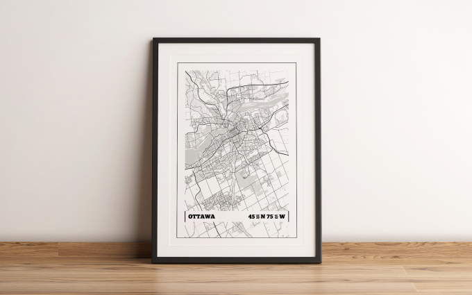 Ottawa Coordinates Map Poster Print Wall Art