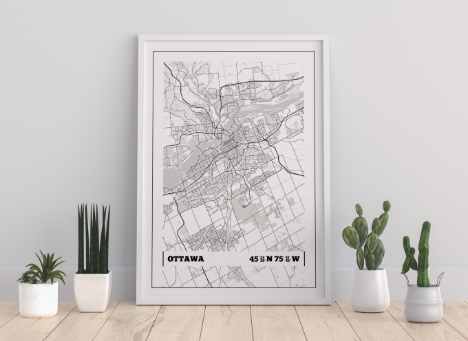 Ottawa Coordinates Map Poster Print Wall Art