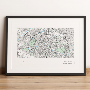 Paris Coordinates Map Poster Print Wall Art
