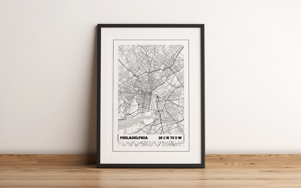 Philadelphia Coordinates Map Print