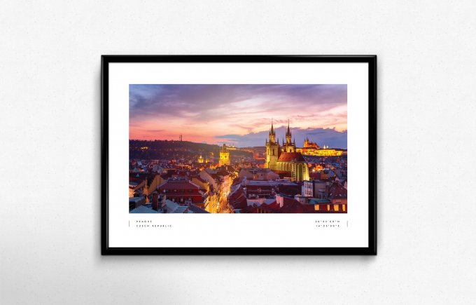 Prague Coordinates Poster Print Wall Art