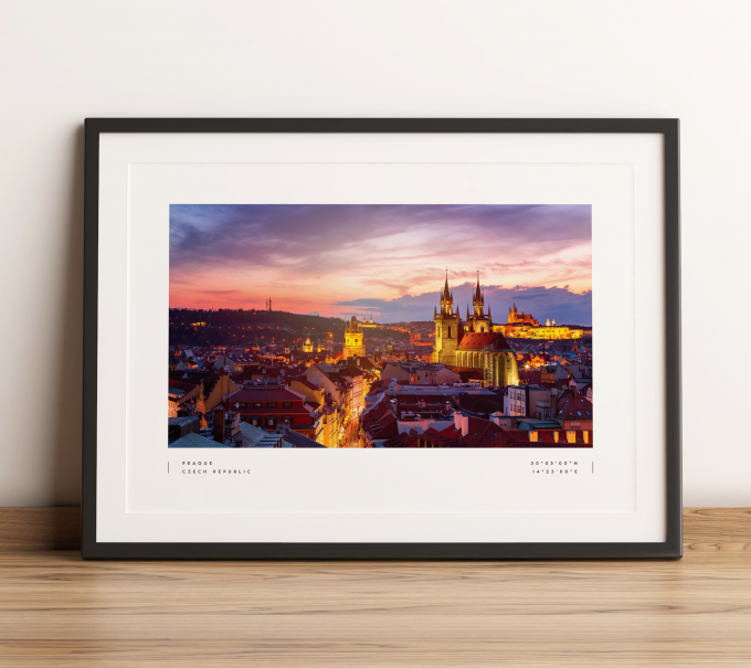 Prague Coordinates Poster Print Wall Art