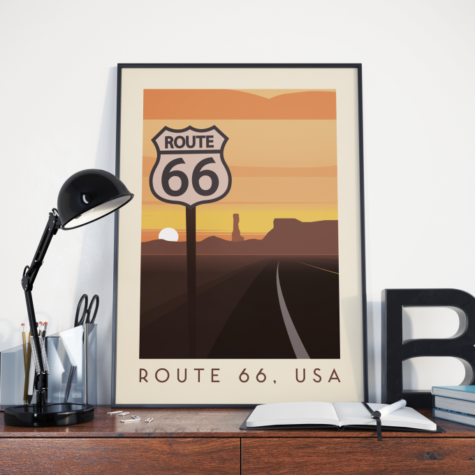 Route 66 Poster Print Wall Art