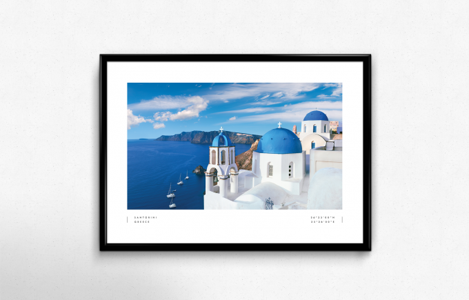 Santorini Coordinates Poster Print Wall Art