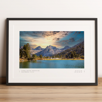 Sierra Nevada Mountains Coordinates Poster Print Wall Art